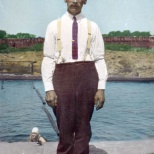 Hand tinted photograph of Chas Hanneman, location unknown.