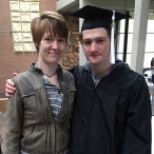 Stevie with his girlfriend, Maggie, after graduating with a degree in computer science.