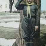 David D. Hanneman's Boy Scouts uniform, as well as the surrounding grass, received tinting.