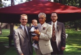 August 1992 with grandson Stevie and sons David (left) and Joe.