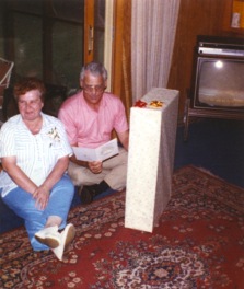 Mary and Dave receive a grandfather clock on their 25th anniversary.